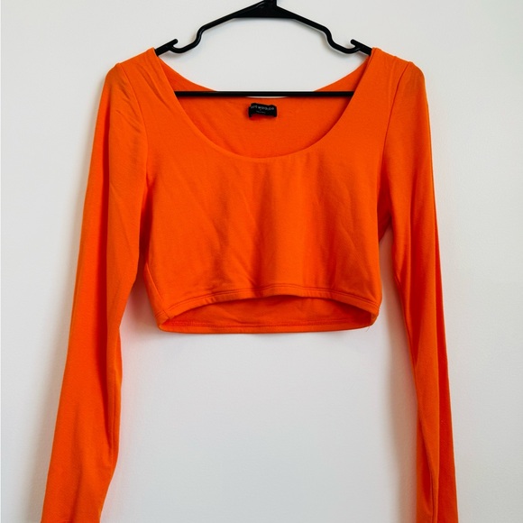 Naked Wardrobe Vibrant Orange Crop Top - Picture 3 of 5